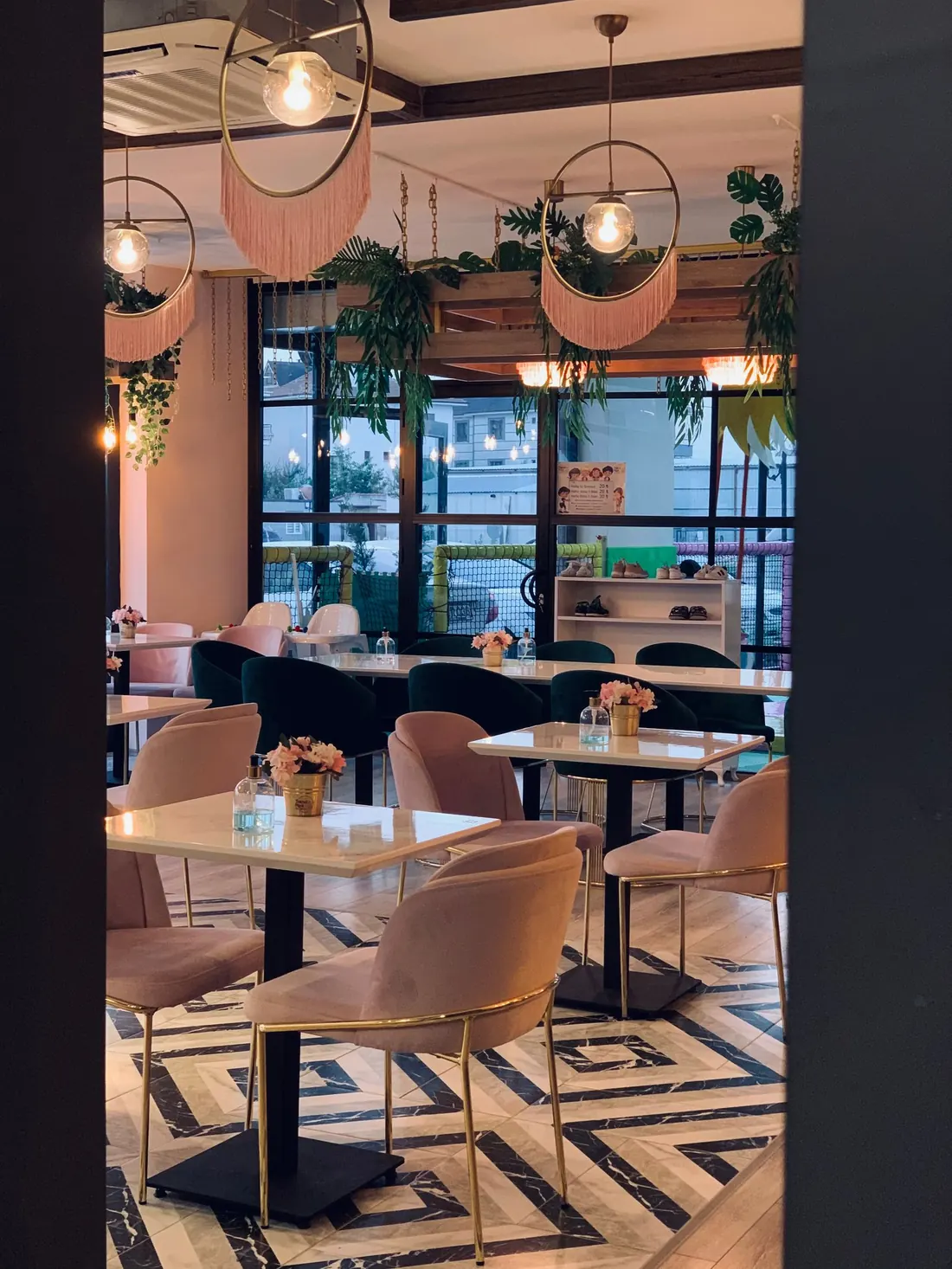 Cafe dining room set and quiet an hour before the doors open